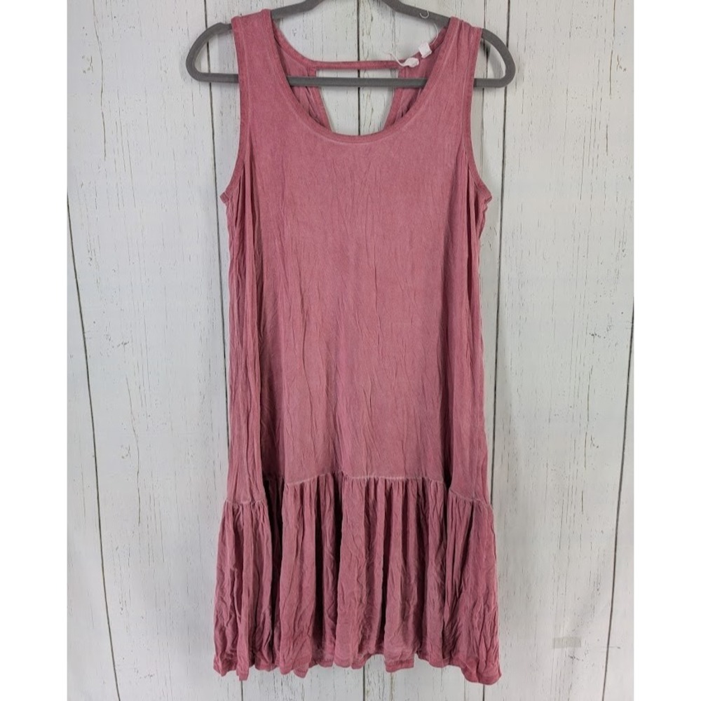 Cable Gauge Size‎ Medium Pink Sleeveless Ruffle Flowy Summer Dress